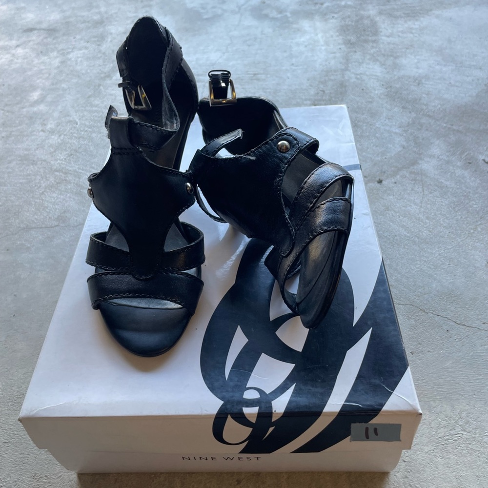 Nine West Black Strappy Heels